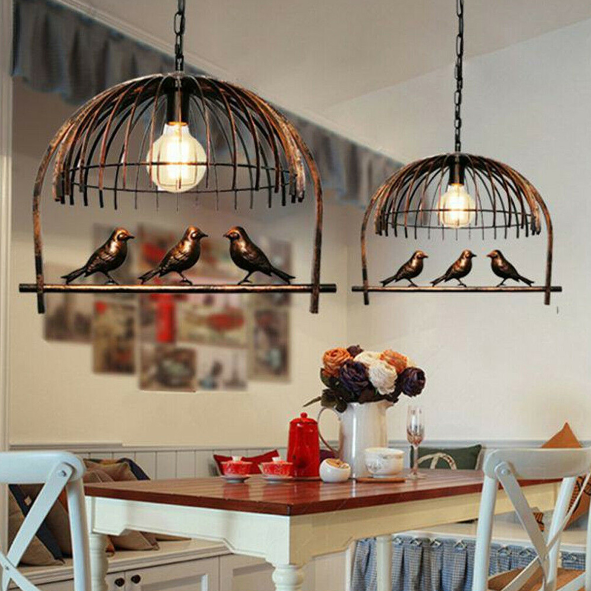 Bird Cage Design Hanging Pendant Light With Chain