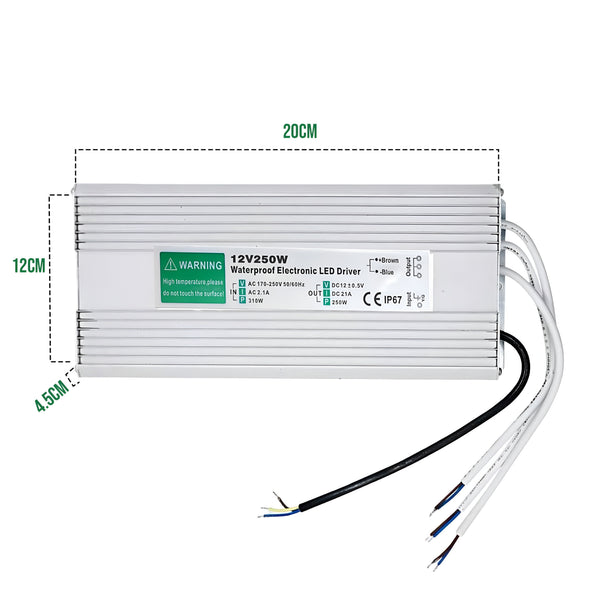 IP67 DC 12V Waterproof LED Driver LED Power Supply Ledsone Transformer ~ 4490 – 250W