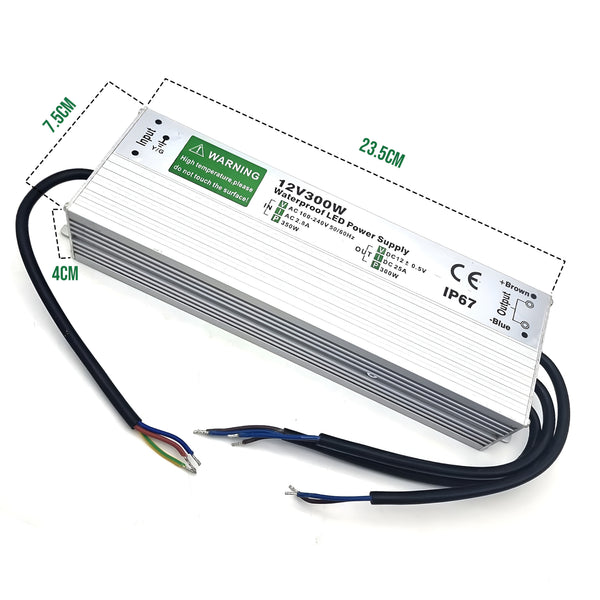 IP67 DC 12V Waterproof LED Driver LED Power Supply Ledsone Transformer ~ 4490 – 300W