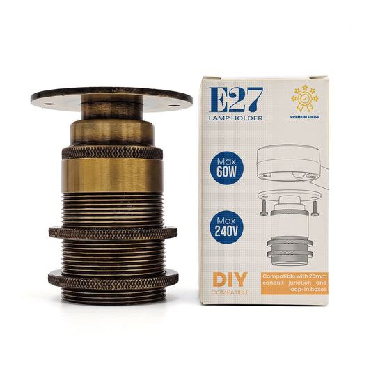 E27 ES Bulb Holder Batten Lamp Fitting Threaded 20mm Conduit Pipe Socket-5585