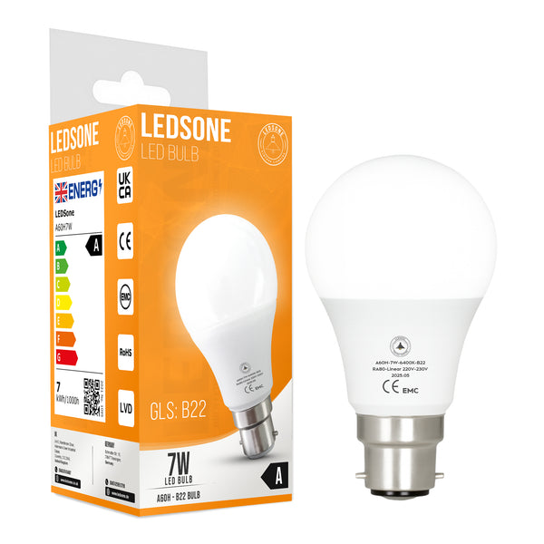 LED A60H B22 7W Cool White 6400K Non-Dimmable Bulb(Energy Saving) ~6293 – 1 Pack