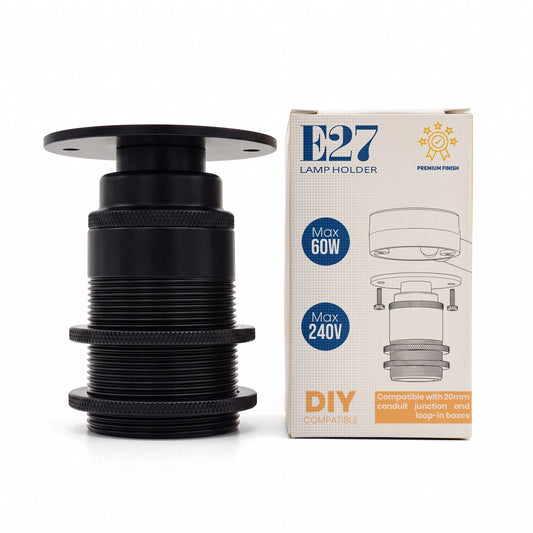 E27 ES Bulb Holder Batten Lamp Fitting Threaded 20mm Conduit Pipe Socket-5585