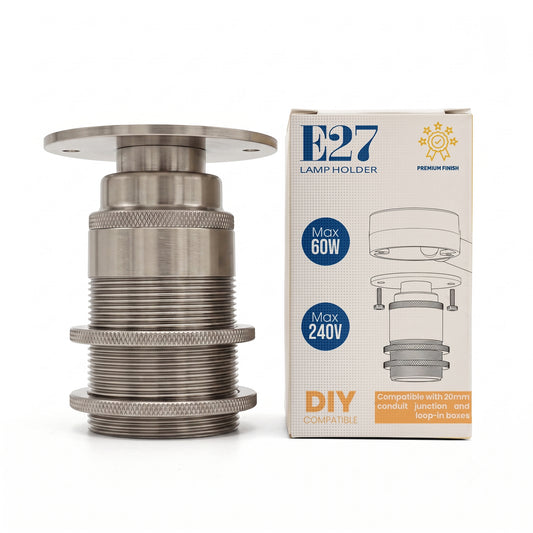 E27 ES Bulb Holder Batten Lamp Fitting Threaded 20mm Conduit Pipe Socket-5585