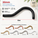 Accesorio de tubería de conducto con codo de cuello de cisne de metal, rosca macho de 20 mm -5653