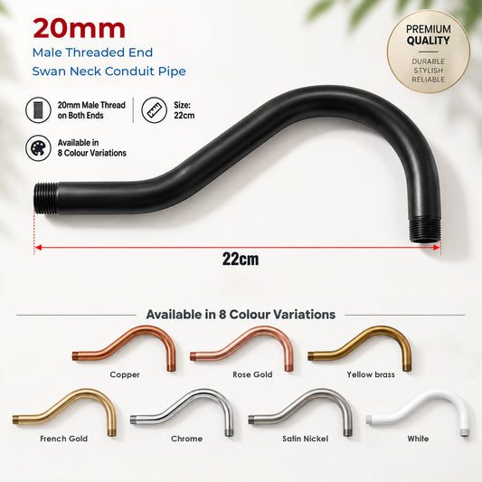 20mm Conduit Swan Neck Bend 220mm Fitting Metal Male Thread~5653