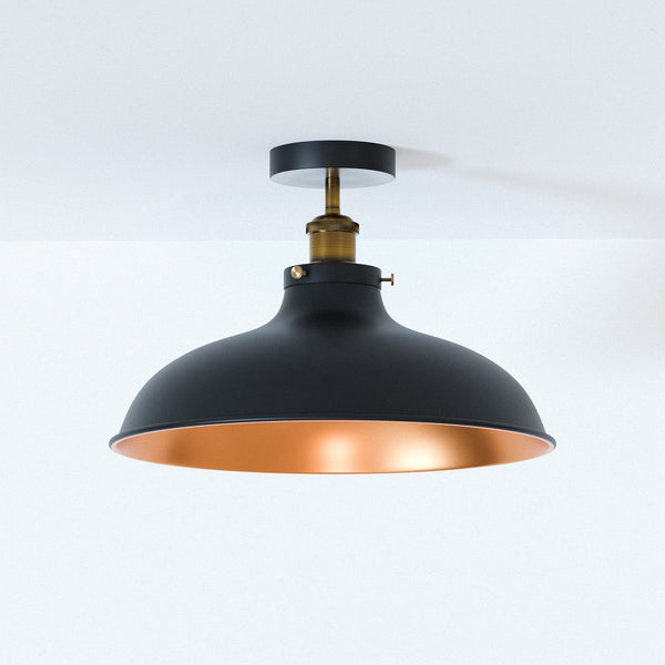 Geborsteld metalen plafondlampen voor de keuken ~1300 – Black inner Gold / Zonder lamp