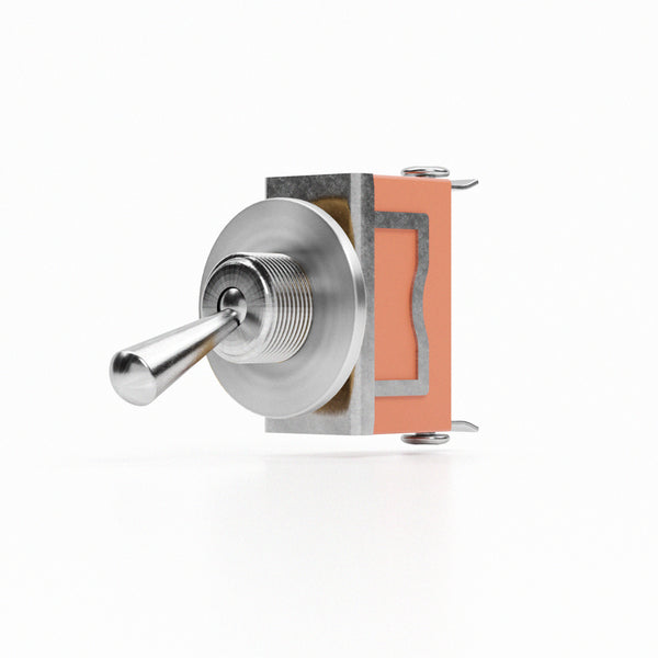 Toggle ON/OFF SPST Switch with 10mm hole plate ~ 6110 – Switch with Satin Nickel plate