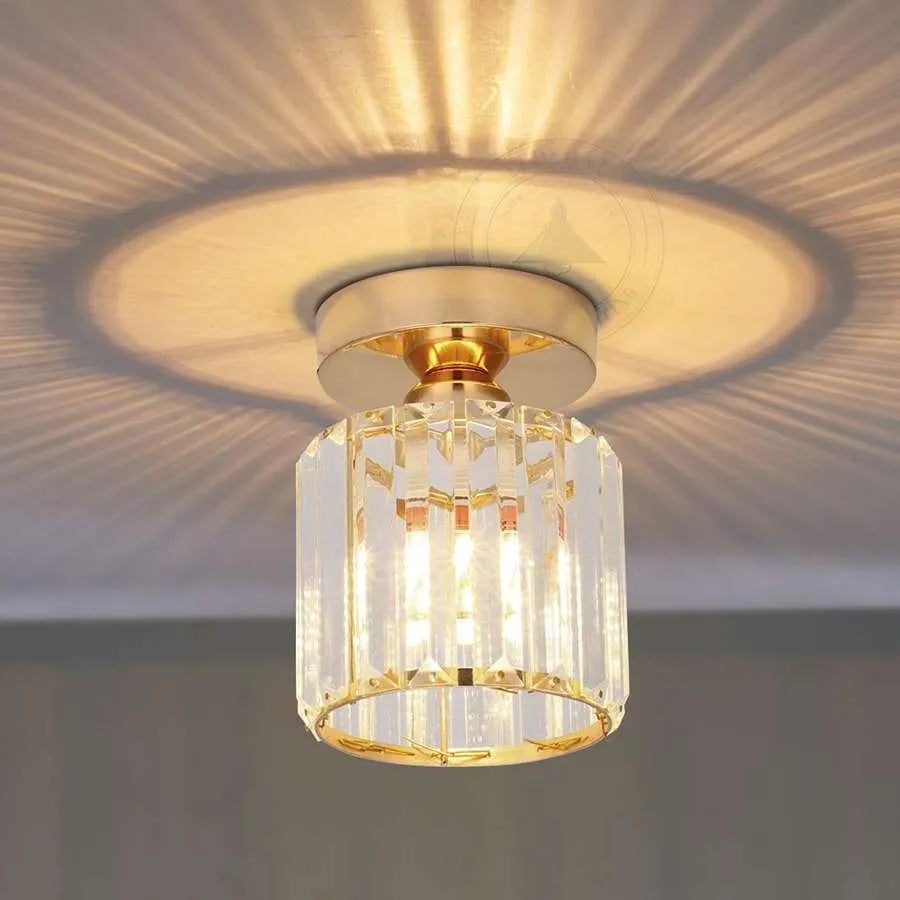 Ceiling mountCrystal Semi Flush E27 Ceiling Light Fixture Round Fitting Chandelier Lamp-Application 2