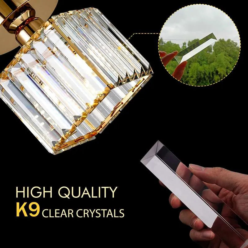 Crystal Semi Flush Ceiling Light Fixture E27 Square Fitting Ceiling Lamp Chandelier-Material