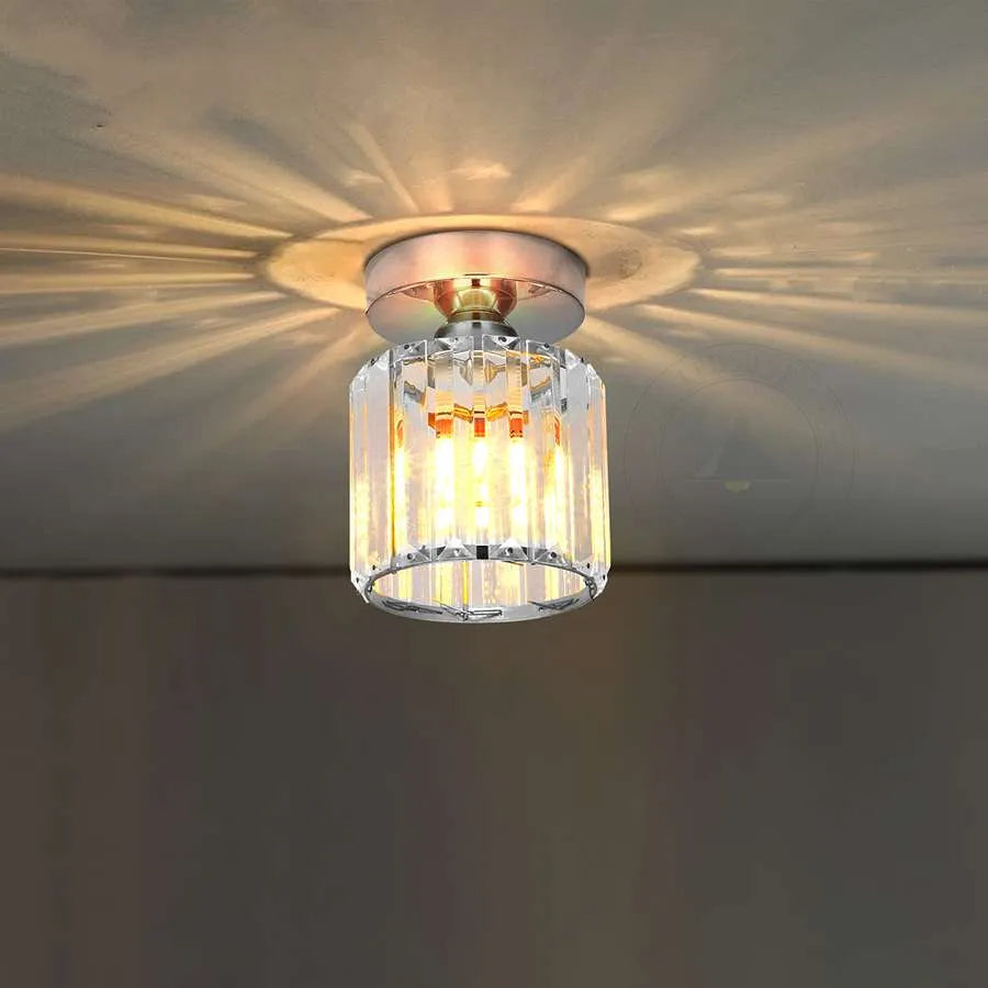 Ceiling mountCrystal Semi Flush E27 Ceiling Light Fixture Round Fitting Chandelier Lamp-Application 3