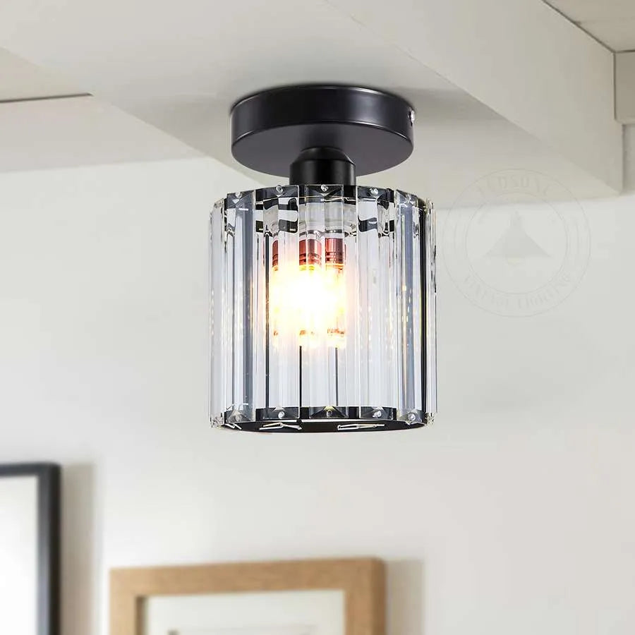 Ceiling mountCrystal Semi Flush E27 Ceiling Light Fixture Round Fitting Chandelier Lamp-Application 4