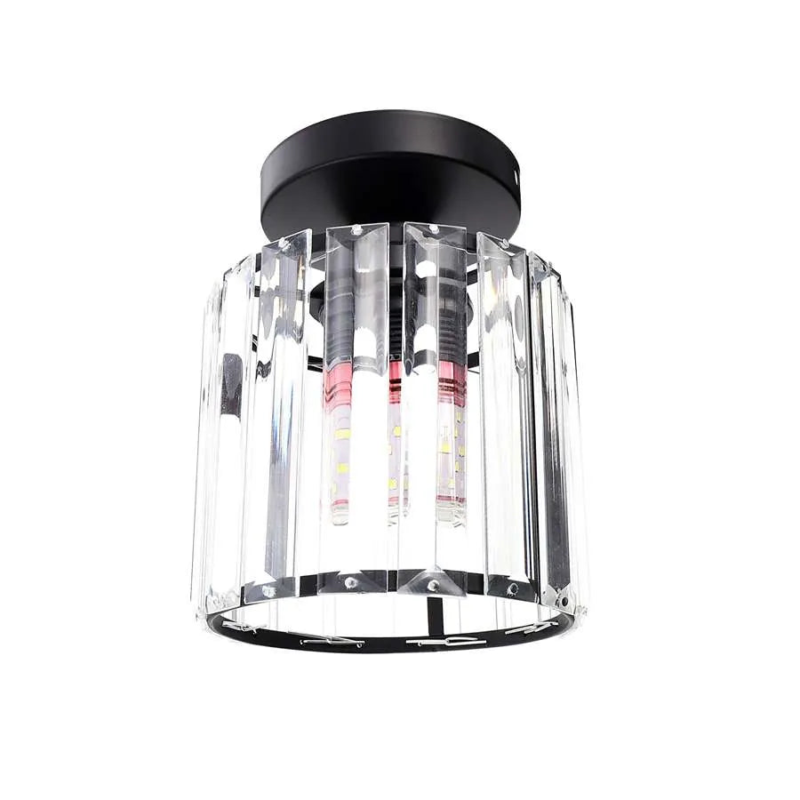 Ceiling mountCrystal Semi Flush E27 Ceiling Light Fixture Round Fitting Chandelier Lamp-Black