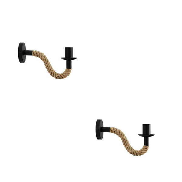 Adjustable Hemp Rope Swan Neck Wall Lamp | Industrial Vintage Sconce ~4550 – Without Bulb / 2 Pack