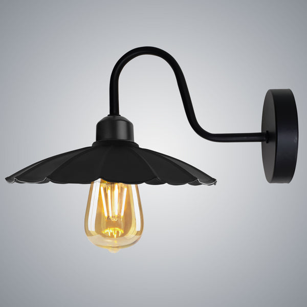 Rustic Wall Light For Living Room ~1214 – Black / With Bulb