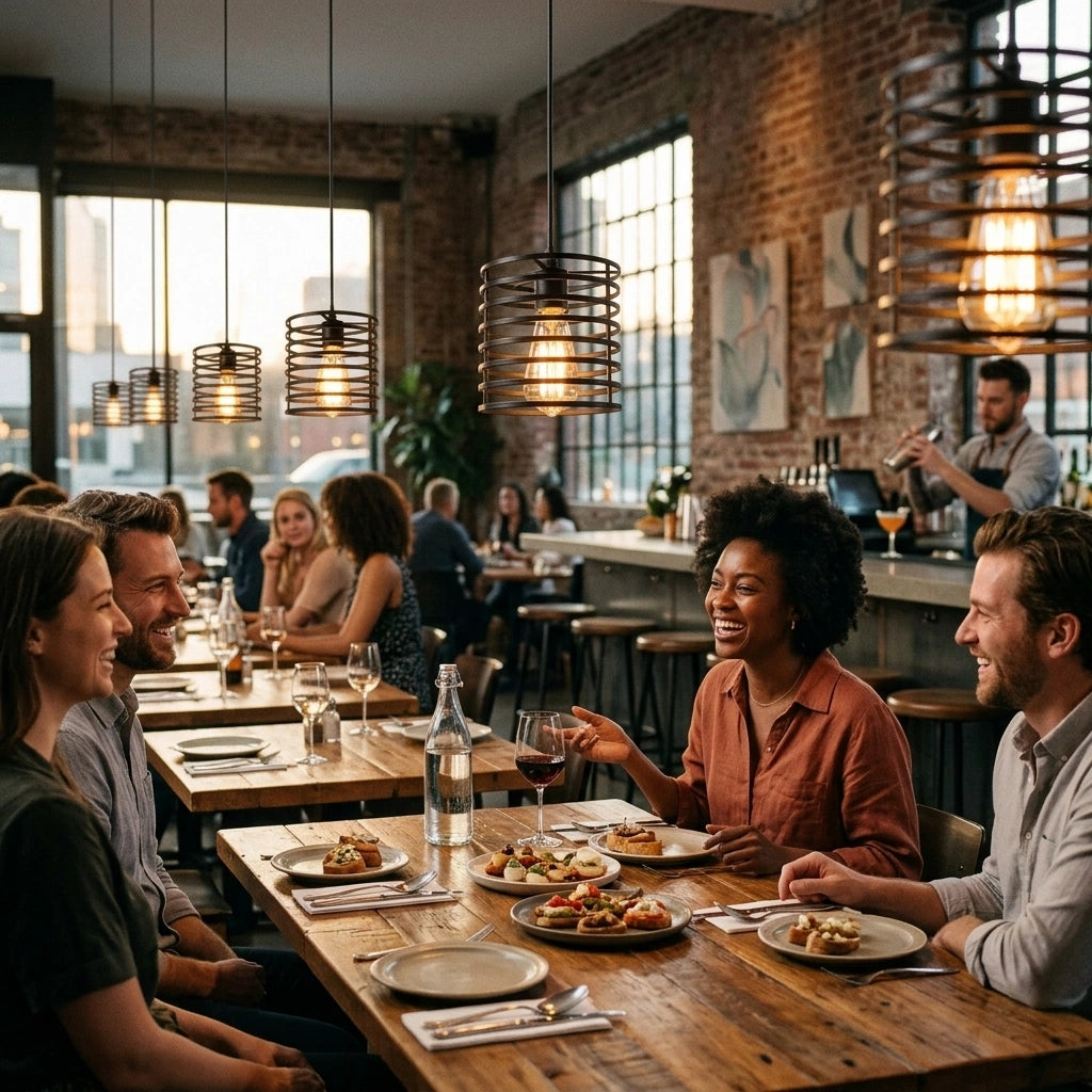 Industrial Metal Wire Cage Pendant Light Black Restaurant