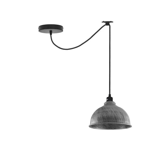 Modern Black Pendant Light Adjustable Hanging Lamp ~5055 – Brushed Silver / Without Bulb
