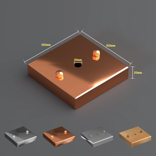 Multi-color rectangle ceiling rose for multiple pendant light drops, suitable for industrial style lighting.