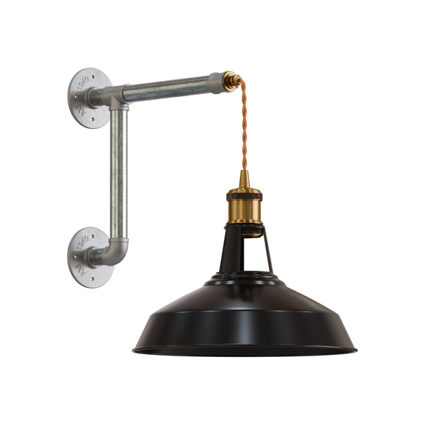 Industrial Steampunk Pipe Wall Light Metal Barn Shade Mount Kit ~ 6118 – No