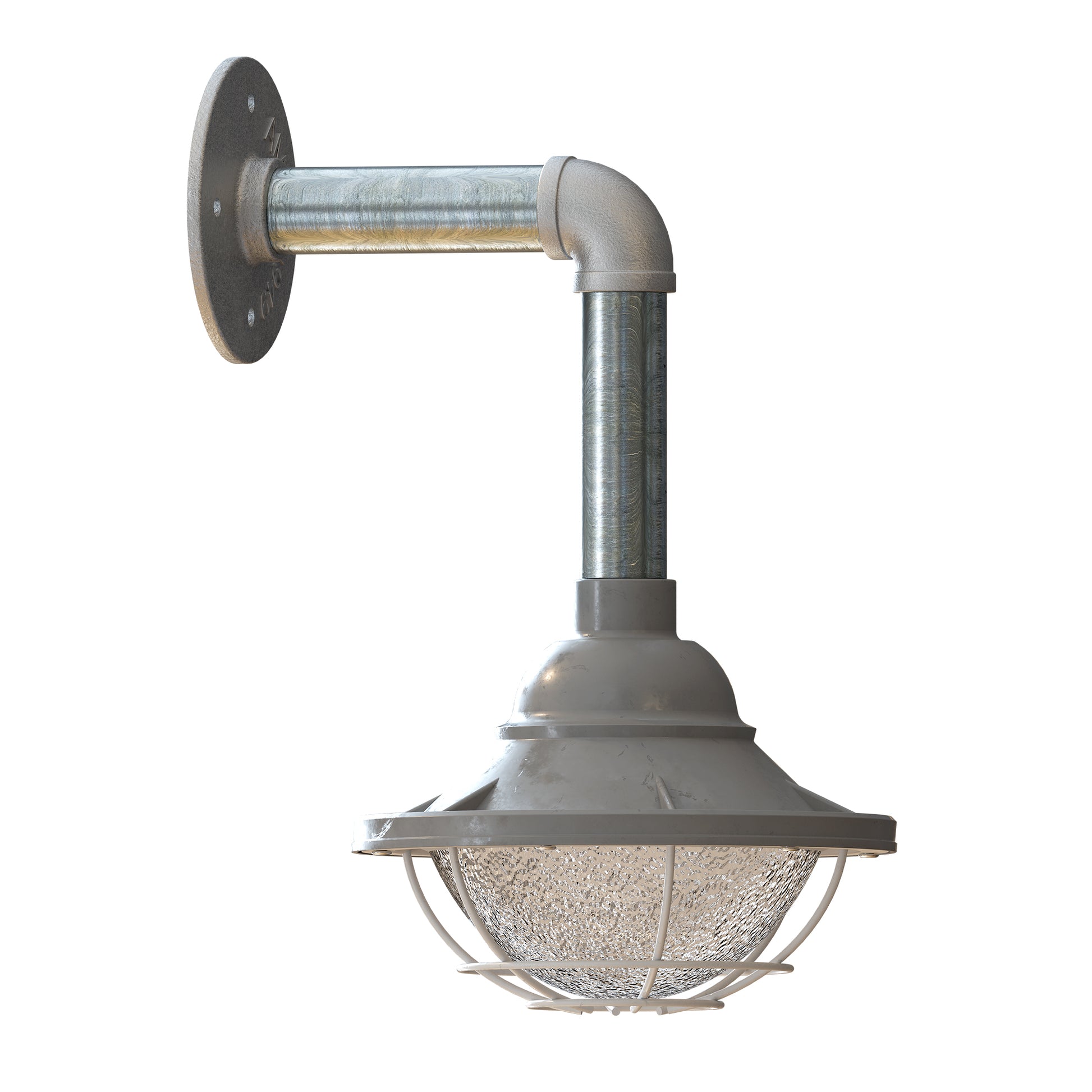industrial style wall mounted conduit pipe light with cage shade,