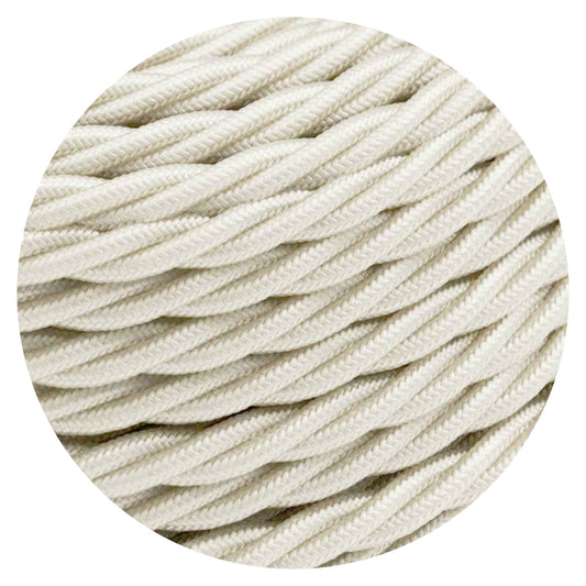 10m 3Core Twisted Ivory Vintage Electric Fabric Cable Flex 0.75mm~4870