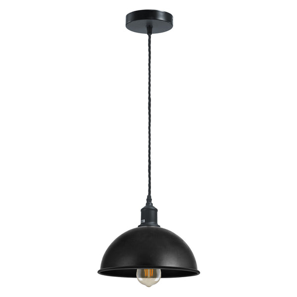 Vintage Industrial Metal Ceiling Pendant Shade E27 Hanging Light ~6222 – Black / Yes