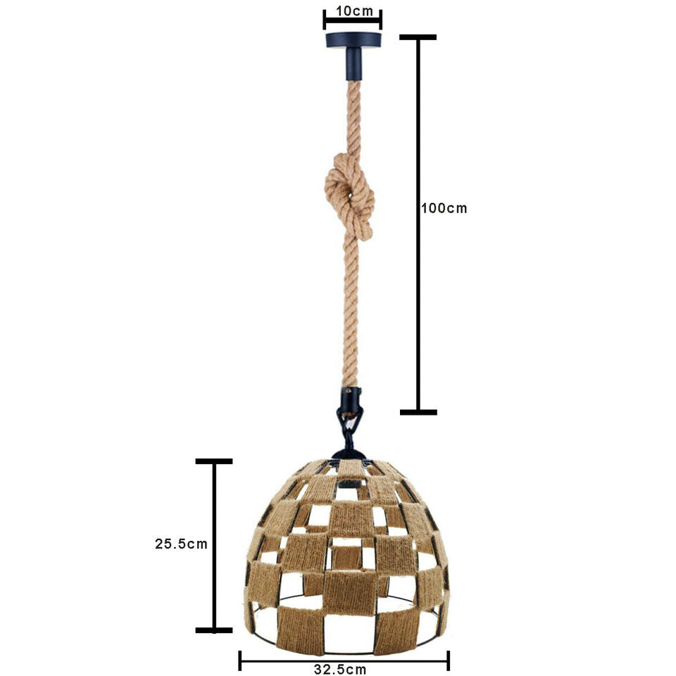 hemp rope pendant light - size image