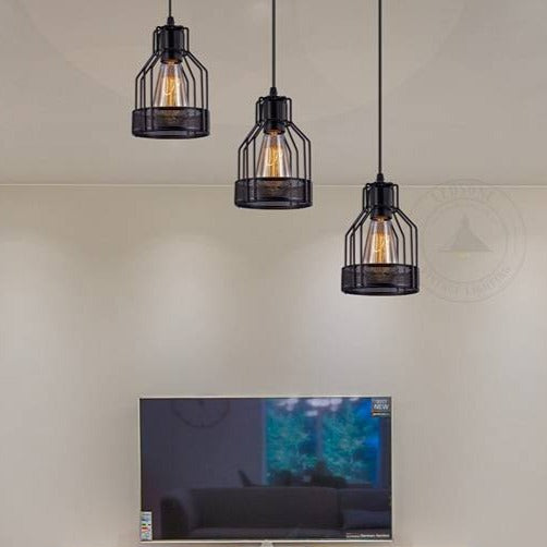3 way Ceiling pendant Light Cage Rectangle Light Fitting-Application 1