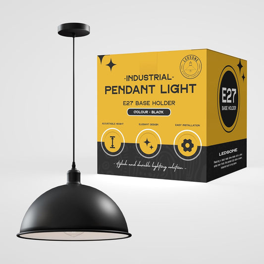 matte black dome pendant light fixture, single E27 black hanging lamp without bulb, adjustable industrial black light shade, metal dome light for kitchen no bulb, black ceiling light shell