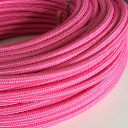 2 core Round Rayon Vintage Braided Fabric Pink Cable Flex 0.75mm - Shop for LED lights - Transformers - Lampshades - Holders | LEDSone UK