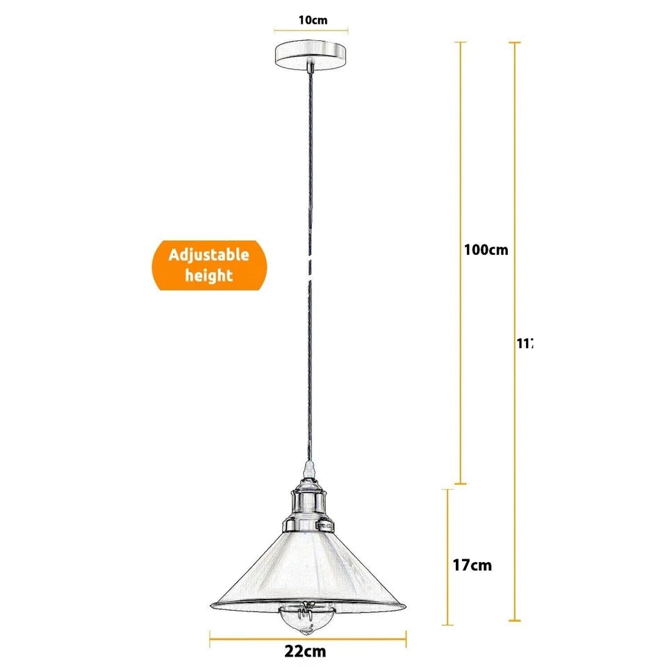 Vintage Pendant Ceiling Lighting Fixture with Metal cone Lampshade E27 Hanging Lights Ceiling Lamps for Kitchen Hallway Lantern Dining Room Bedroom restaurant