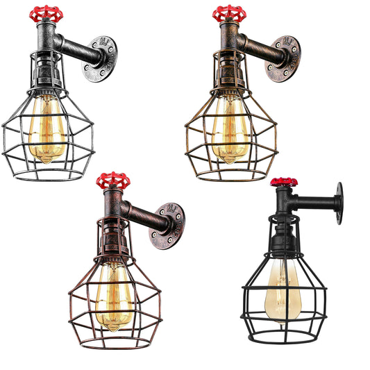 Brushed Copper Modern Industrial Retro Vintage Style Pipe Cage Wall Light Wall Lamp Fixture~1117