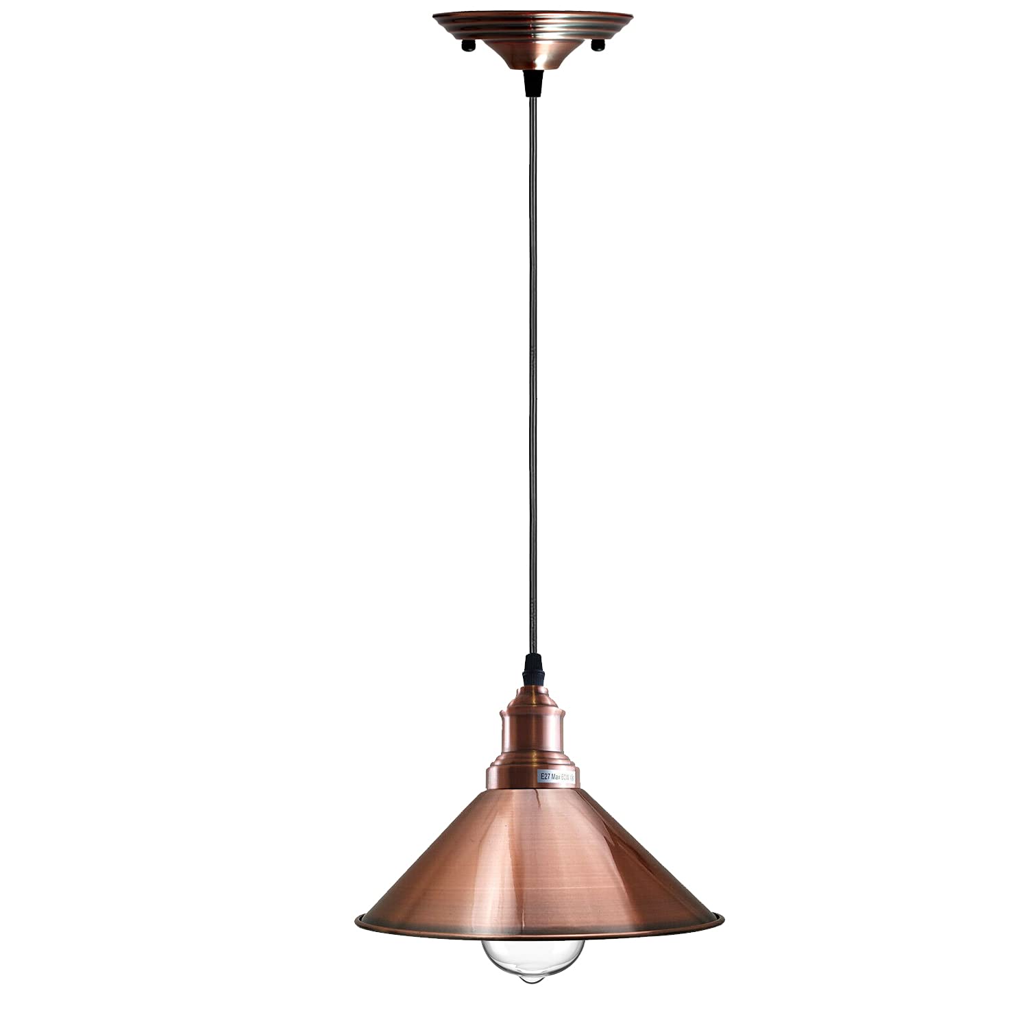 Adjustable cone-shaped pendant light with metal shade