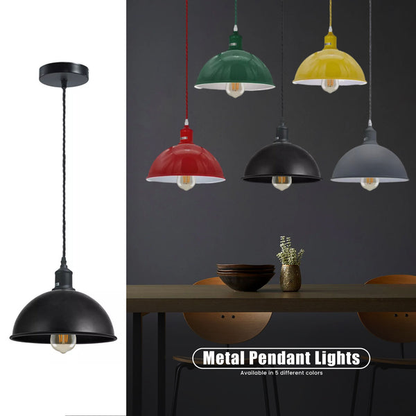 Vintage Industrial Metal Ceiling Pendant Shade E27 Hanging Light ~6222 – Red / No