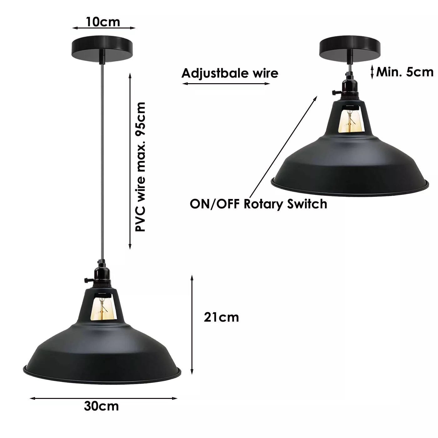 pendant lights with on/off switch in a modern interior