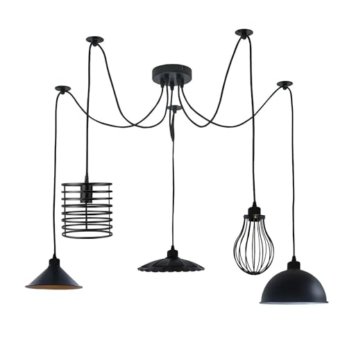 Modern Industrial 5-Light Pendant Ceiling Fixture ~6390 – Without Bulb