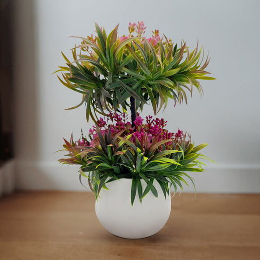 2 Pack Artificial Plants Bonsai Small Pot Fake Flower Leaves Decor ~5381