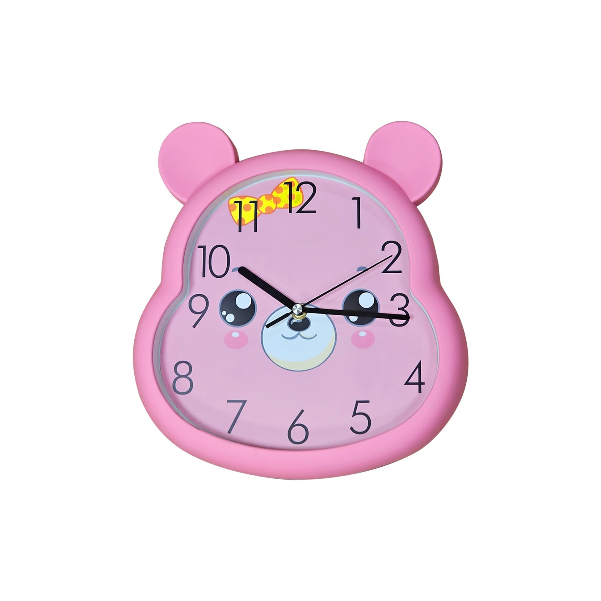 pink non-ticking wall clock for girls, pink quartz clock for bedroom, large numbers round clock pink, battery powered silent children's clock, 35 cm pink wall clock