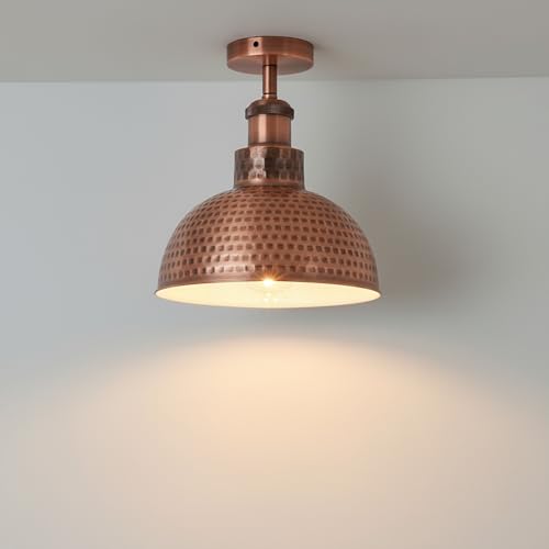 fixture e27 semi vintage island polished copper dome ceiling light 26 cm, E27 retro copper flush mount, industrial metal copper sconce, warm-toned ceiling lighting