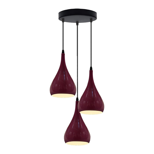 3 Way Multi Teardrop Ceiling Pendant Light  ~5295 – Burgundy / No
