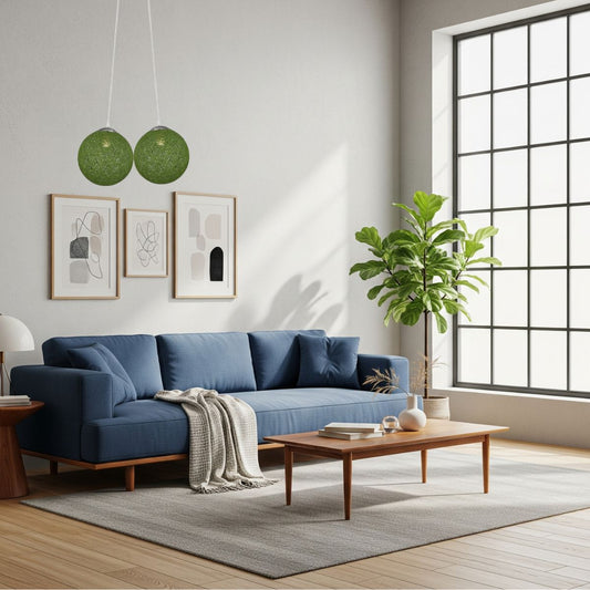 Lámpara colgante de mimbre de ratán - Lámpara de globo natural ~1814