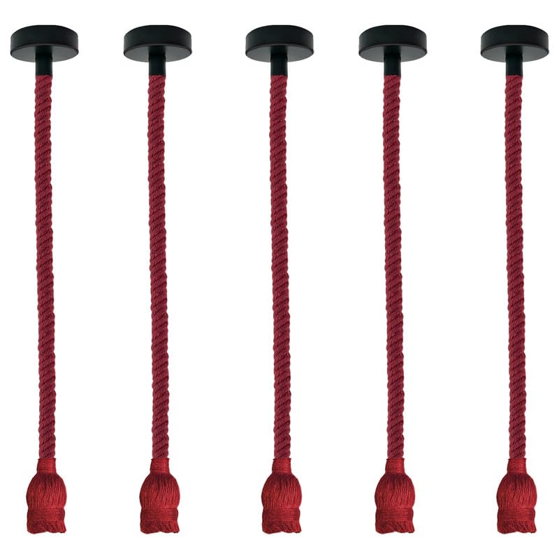 feather light fittings ceiling five-point red rope spider light, 5-pack industrial E27 holders, large area rustic red pendant, customizable ceiling display, multi-socket lighting without bulbs.