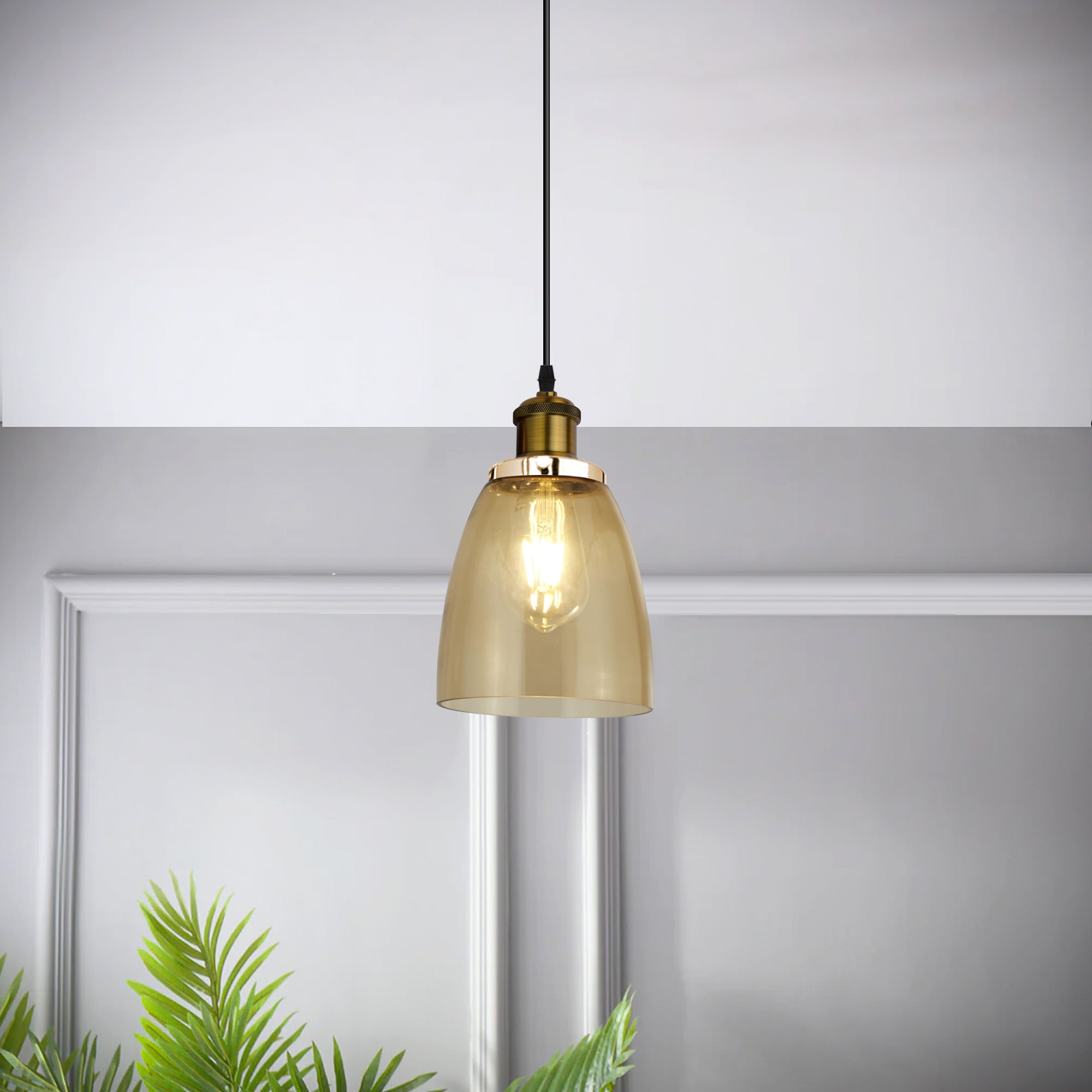 Vintage Style Amber Glass Pendant Light Lampshade – LEDSone UK Ltd