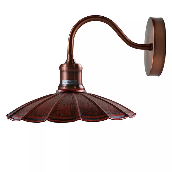 Industrial Umbrella Wall Sconce Brushed Copper Scalloped Art Deco Fitting~1499 – Rustic Red