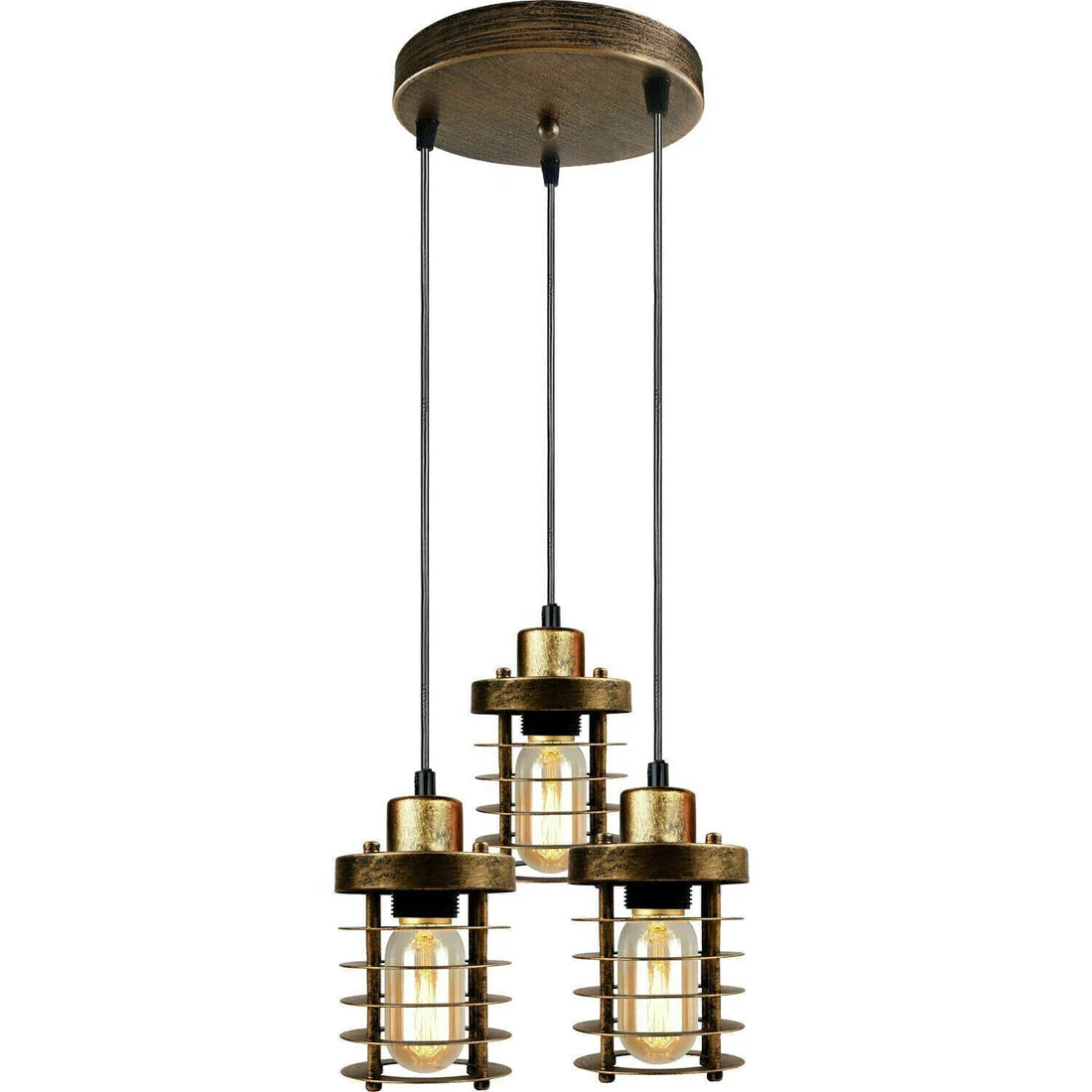 Ceiling Lights Metal Cage Lamp Shade 3 Way Pendant Lights