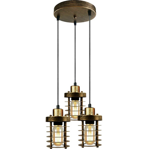 Ceiling Lights Metal Cage Lamp Shade 3 Way Pendant Lights ~5313