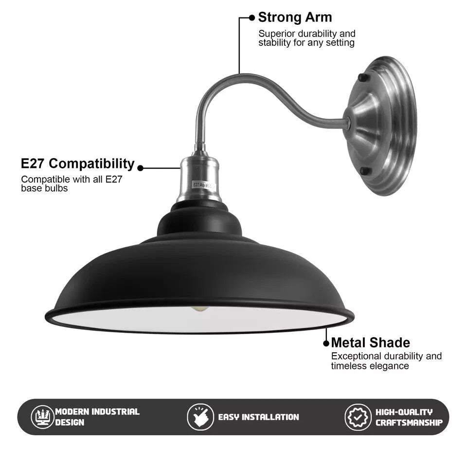 Black Industrial Wall Sconce | Modern Metal Indoor Light