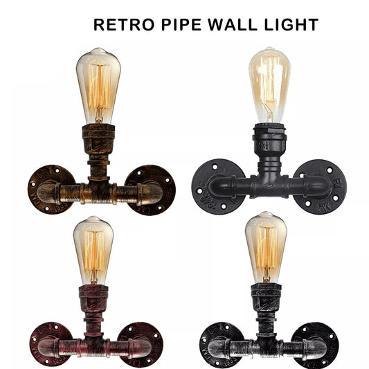 Industrial Sconce One Head Loft Water Pipe Steampunk Wall Light~2132