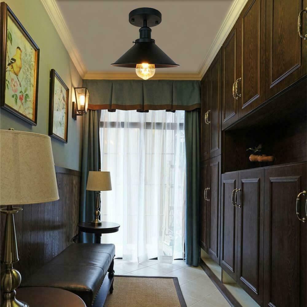 industrial Ceiling Flush Ceiling Light  Metal Shade Fixture ~ 5028
