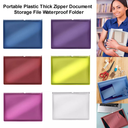 12 Pack Plastic Thick Zipper Document File Waterproof Folder~5286