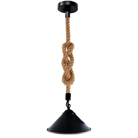 Hemp Rope Pendant Light Vintage Hanging Cone Lampshade~5078